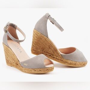 Caprubi Suede Espadrille Sandal Wedges Ash Grey size 8